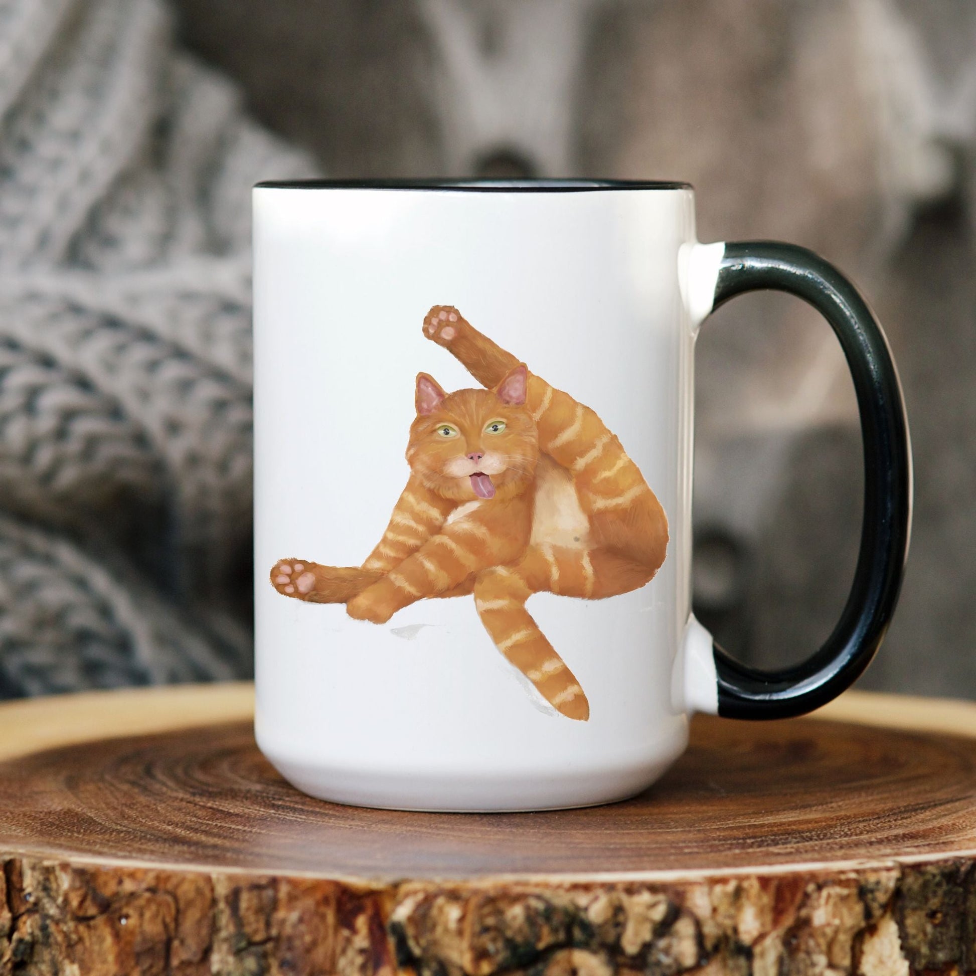Playful Orange Tabby Cat Ceramic Coffee Mug - MerikaArt