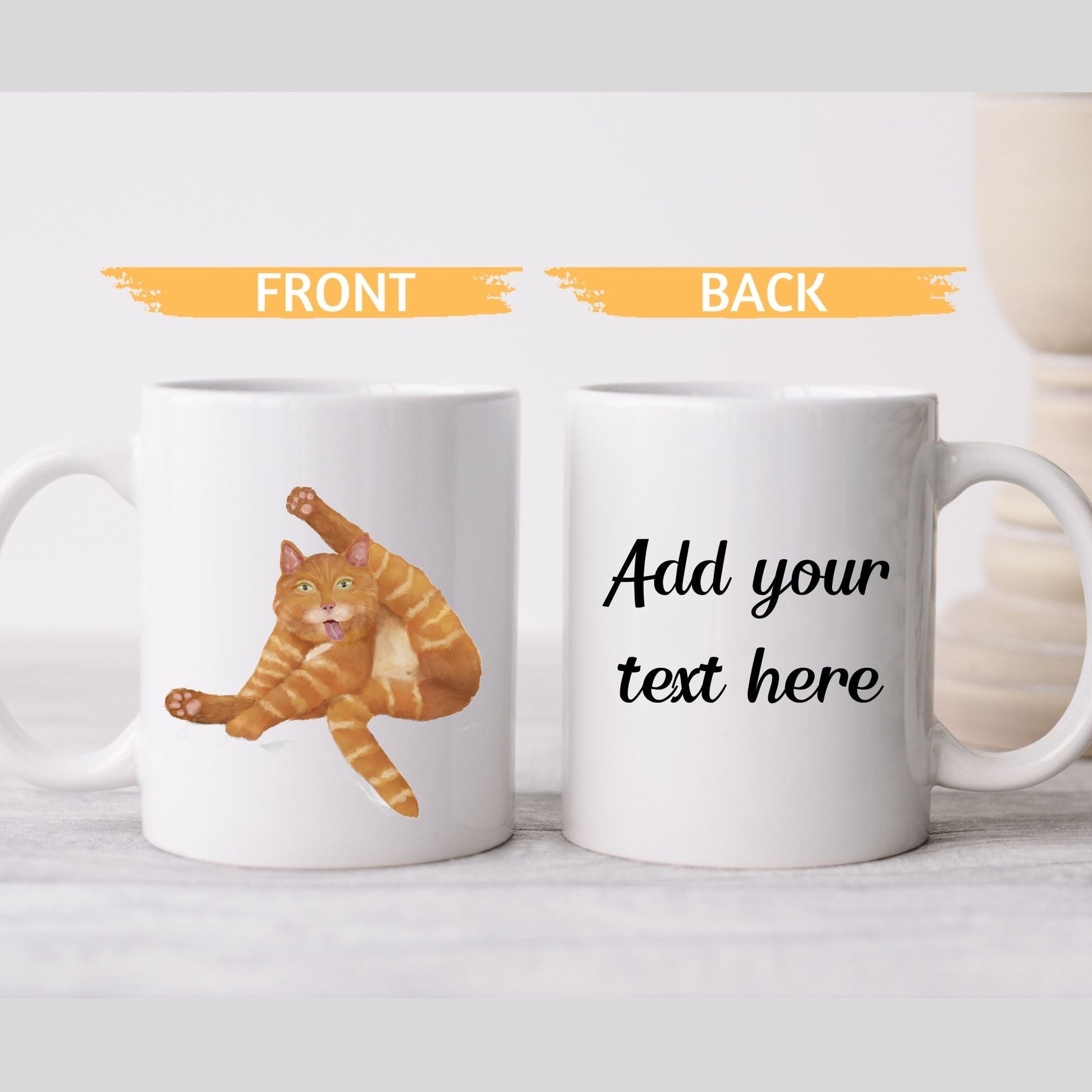 Playful Orange Tabby Cat Ceramic Coffee Mug - MerikaArt
