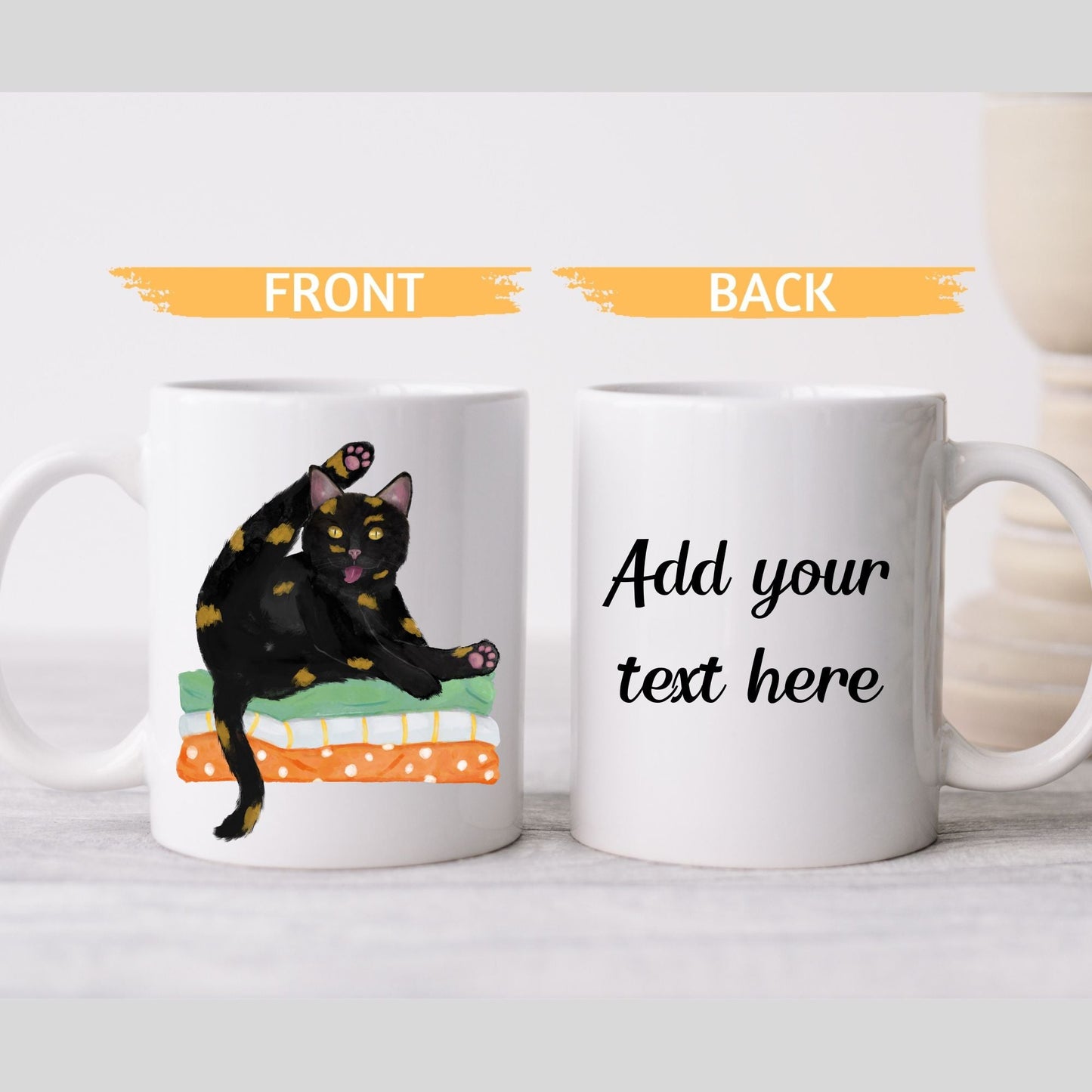 Playful Tortoiseshell Cat Ceramic Coffee Mug - MerikaArt