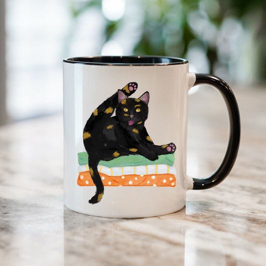 Playful Tortoiseshell Cat Ceramic Coffee Mug - MerikaArt
