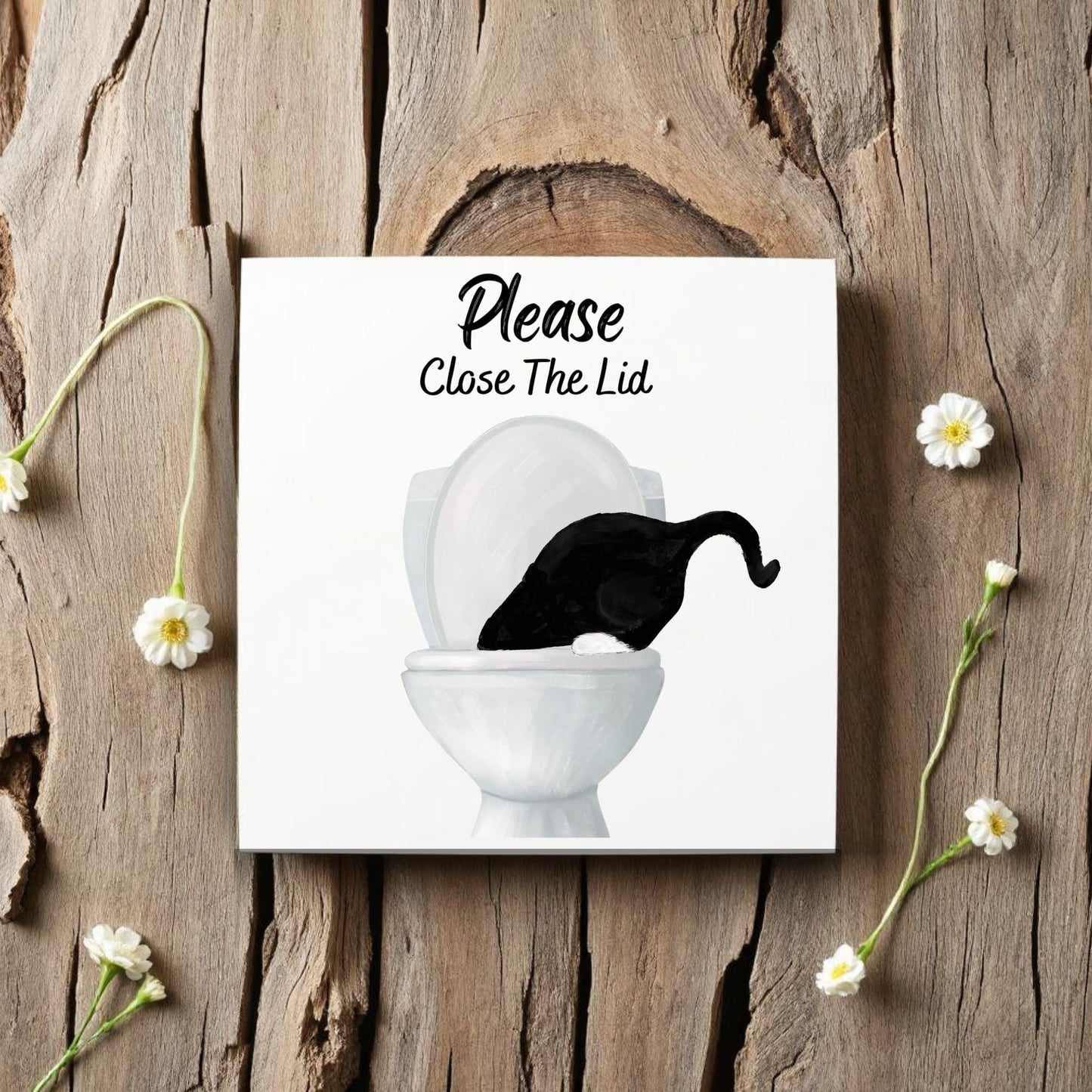 "Please Close The Lid" Cat Ceramic Tile - MerikaArt