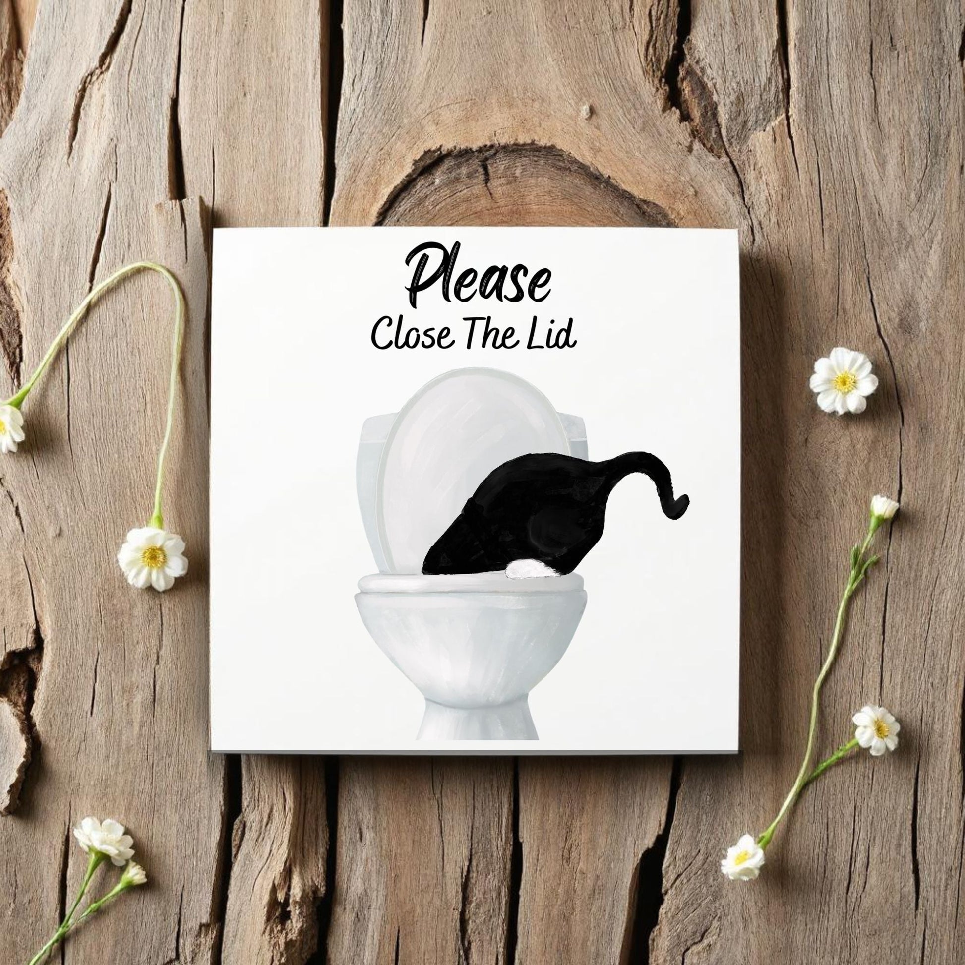 "Please Close The Lid" Cat Ceramic Tile - MerikaArt
