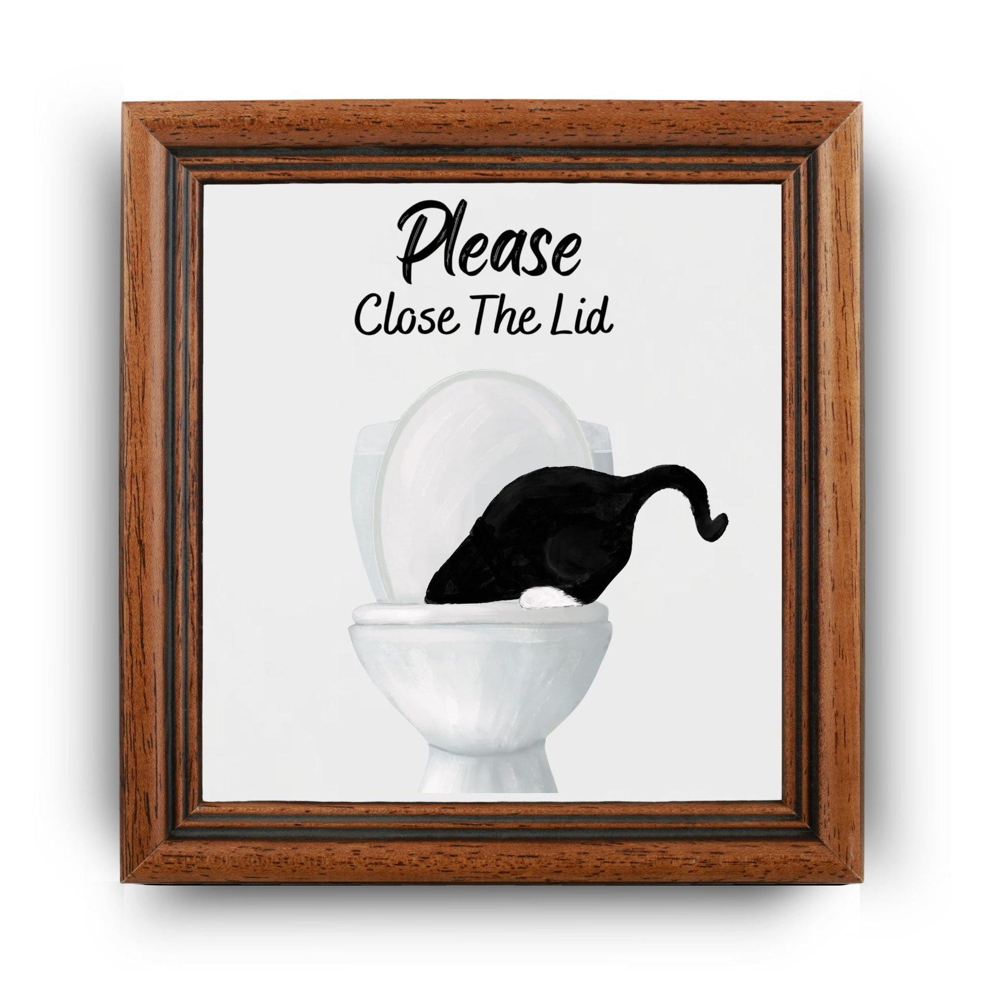 "Please Close The Lid" Cat Ceramic Tile - MerikaArt