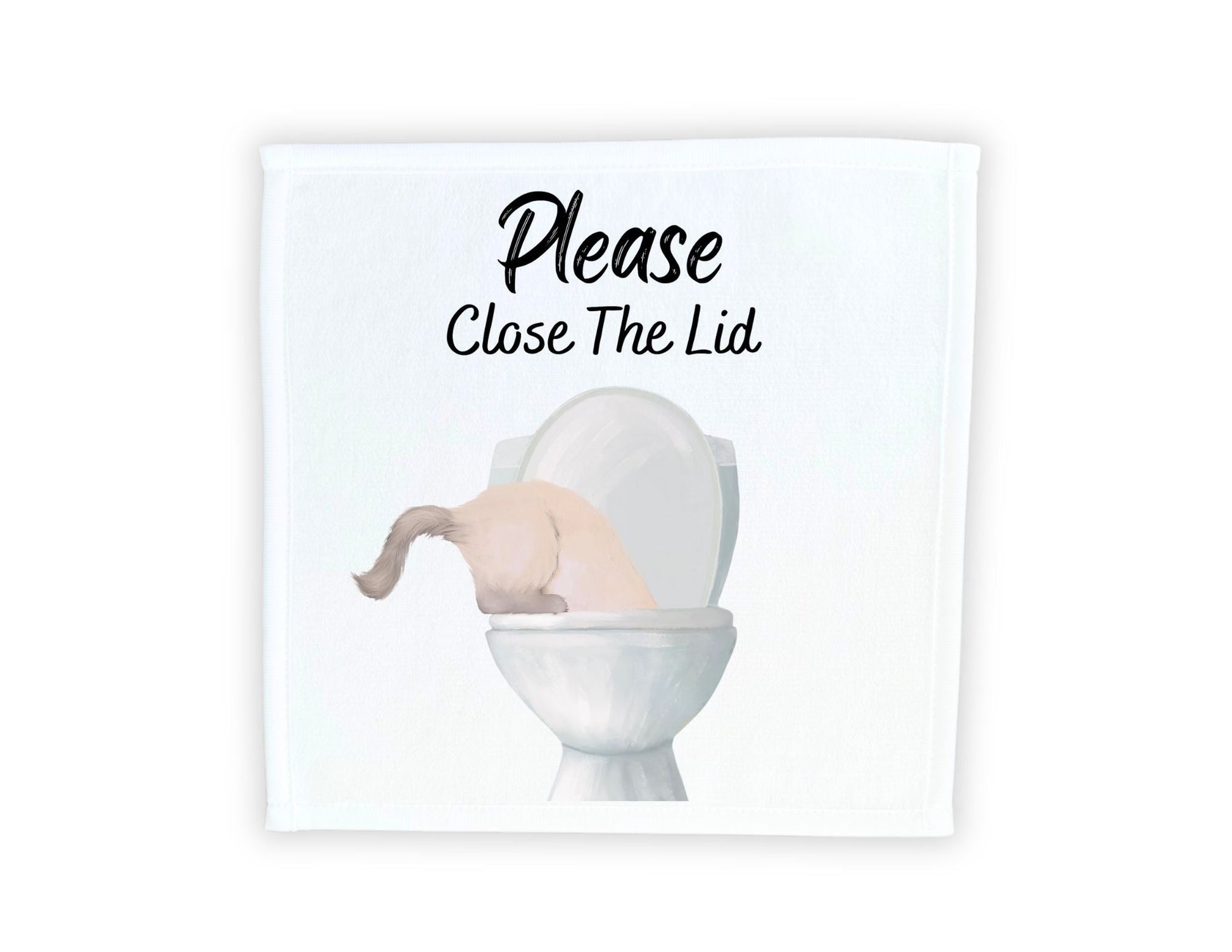 "Please Close The Lid" Cat Washcloth - MerikaArt