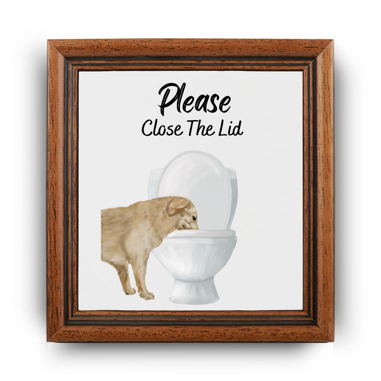 "Please Close The Lid" Dog Ceramic Tile - MerikaArt