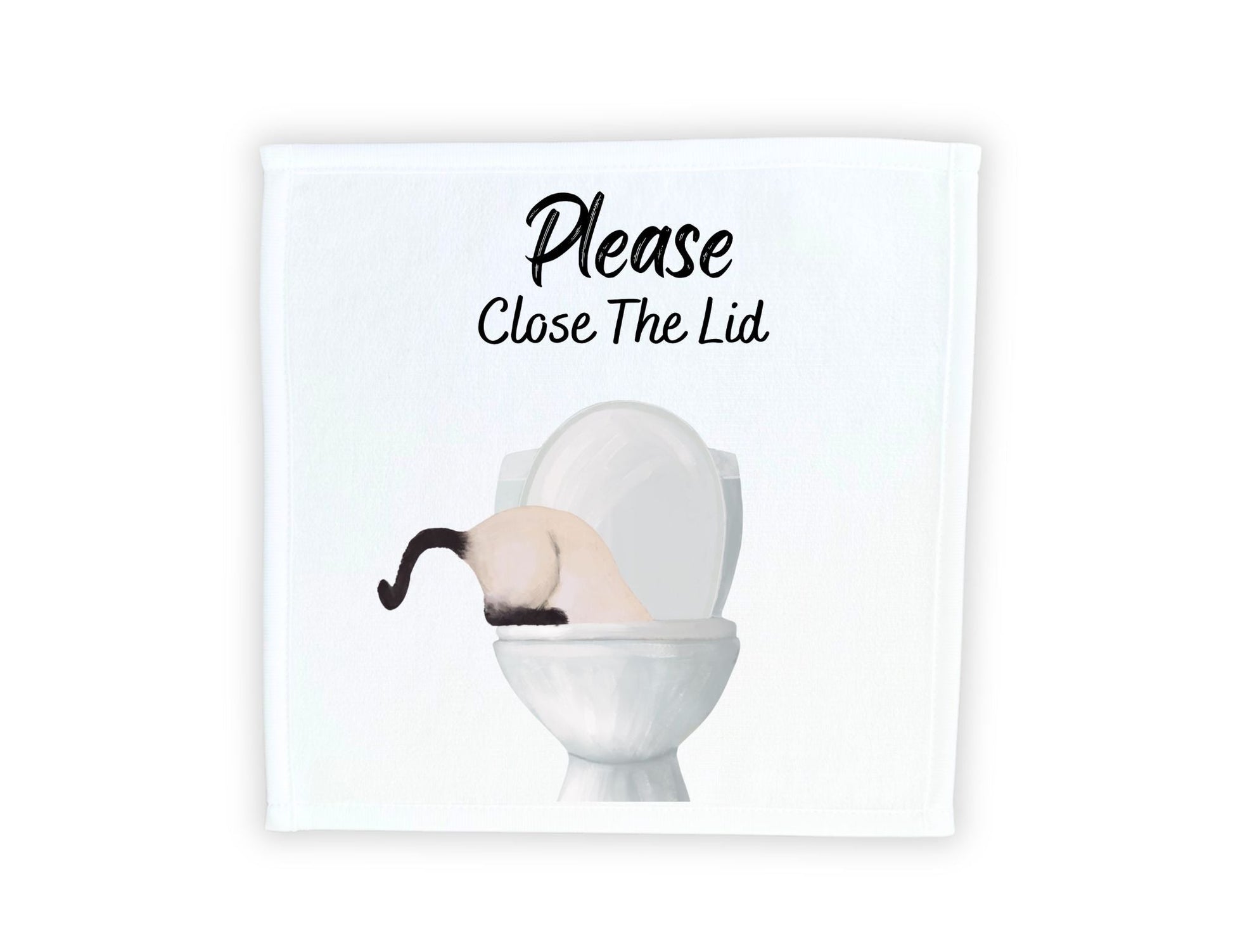 "Please Close The Lid" Siamese Cat Washcloth - MerikaArt