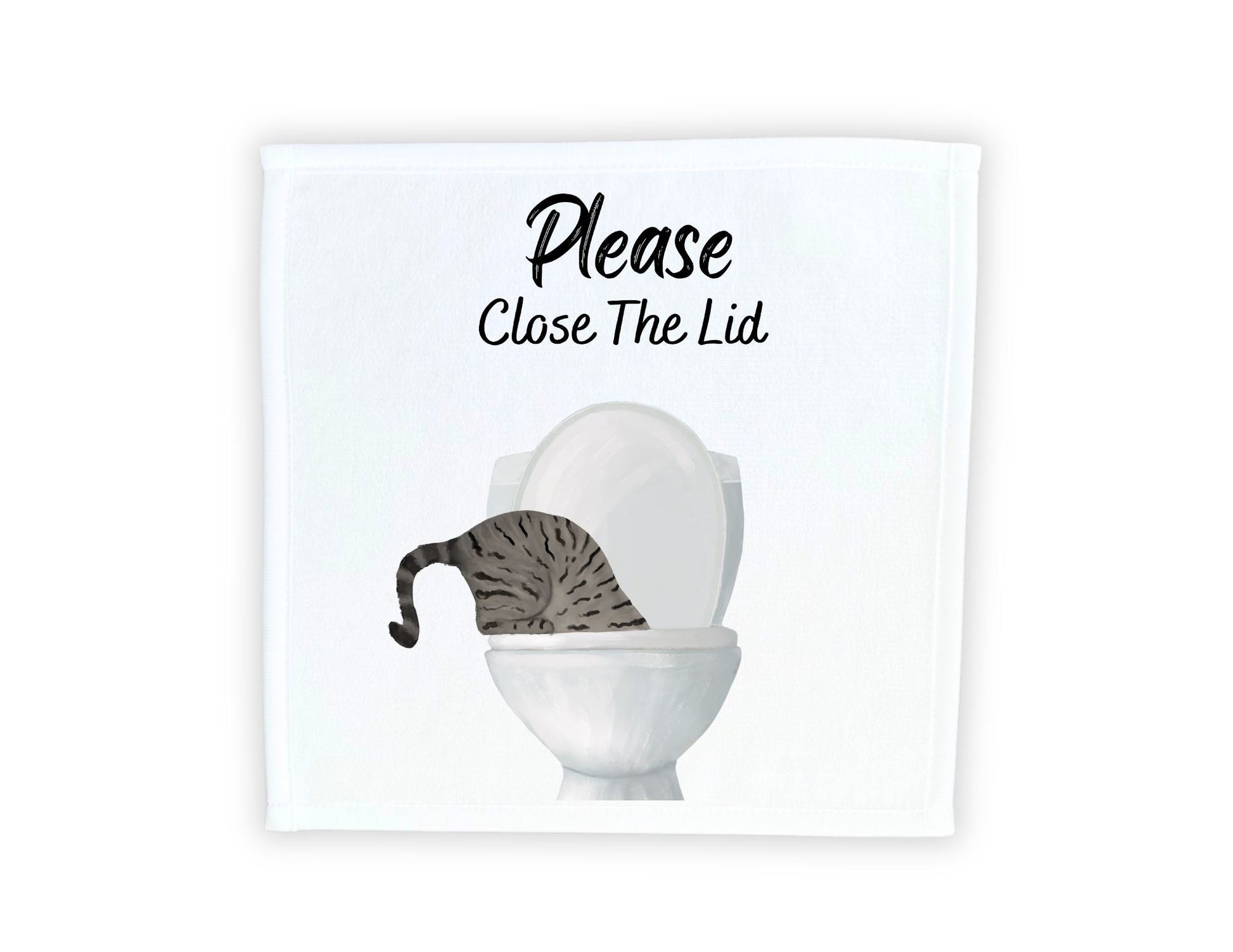 "Please Close The Lid" Tabby Cat Washcloth - MerikaArt