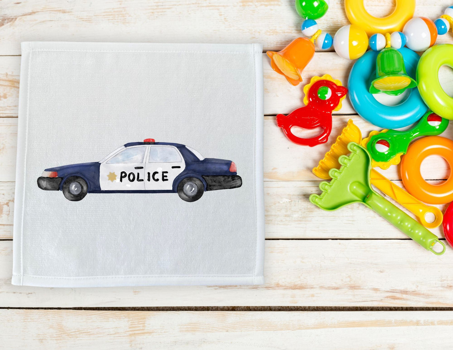 Police Car Washcloth - MerikaArt