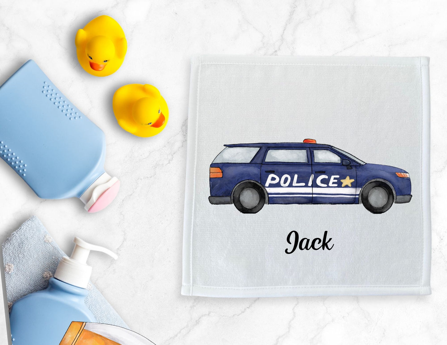 Police Cruiser Washcloth - MerikaArt