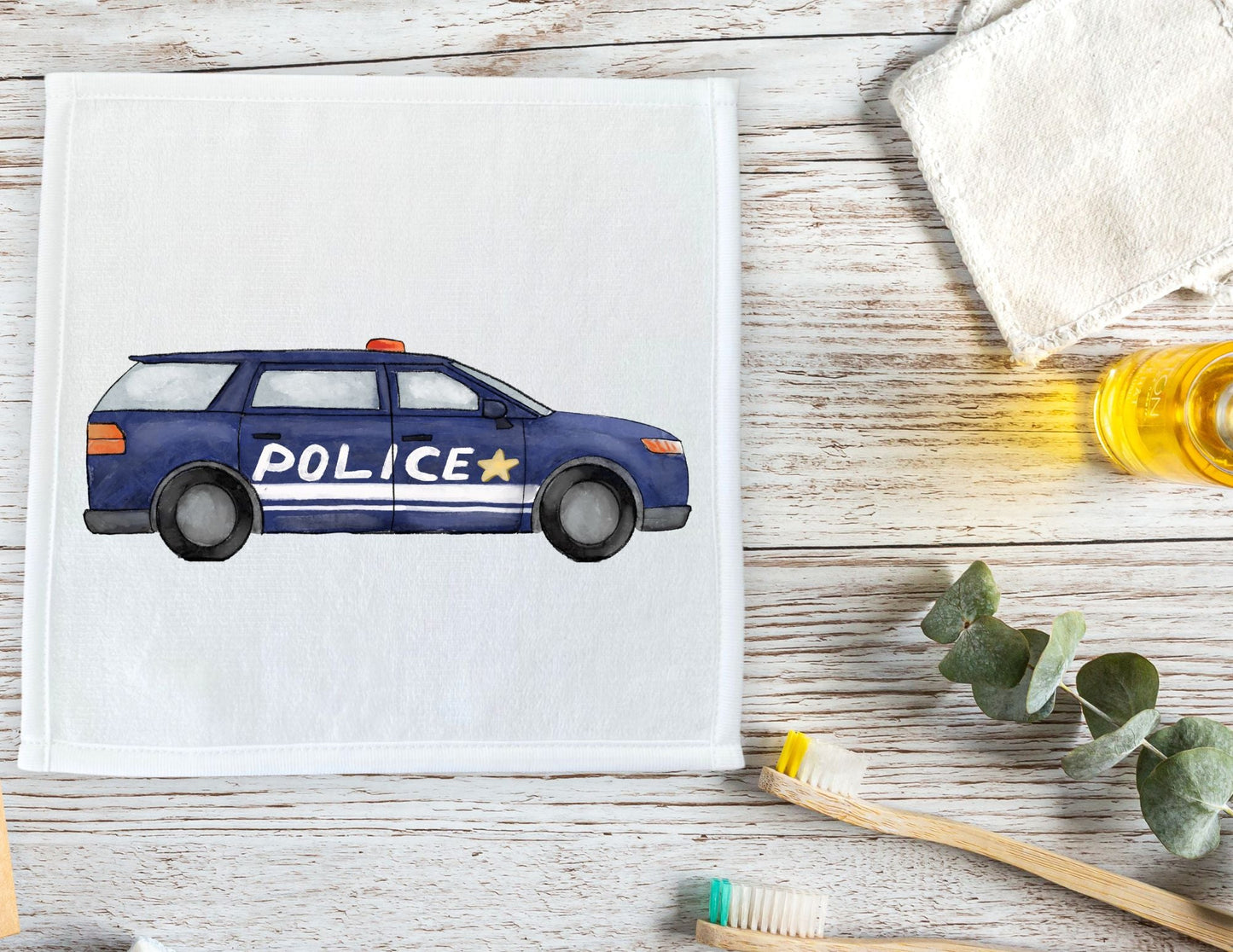 Police Cruiser Washcloth - MerikaArt