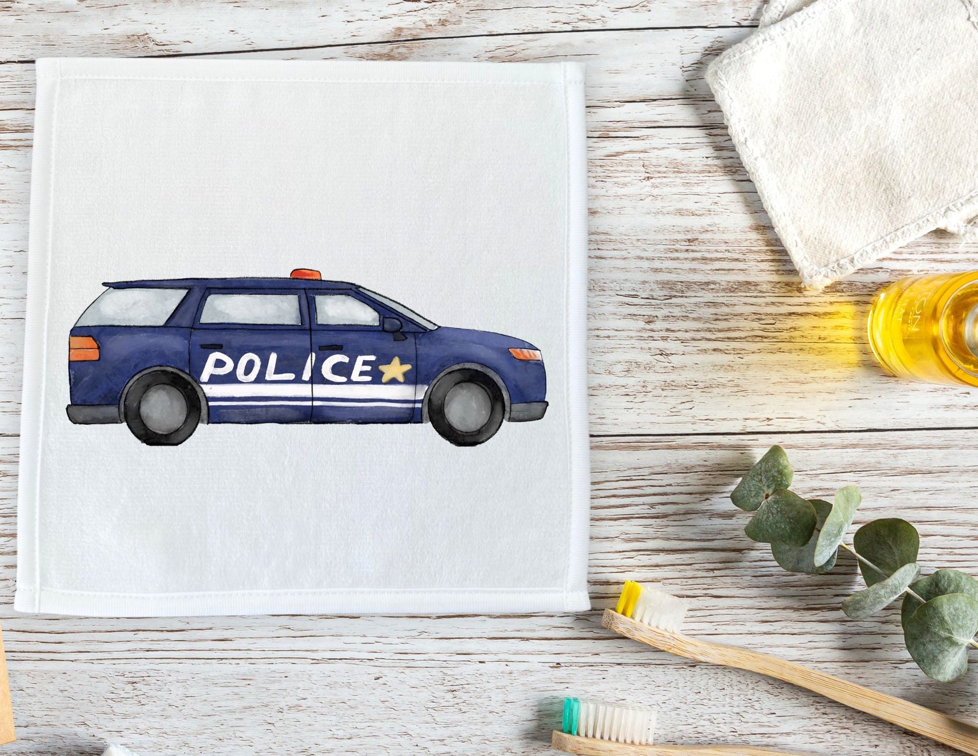 Police Cruiser Washcloth - MerikaArt