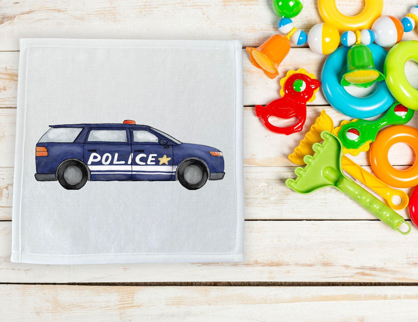 Police Cruiser Washcloth - MerikaArt