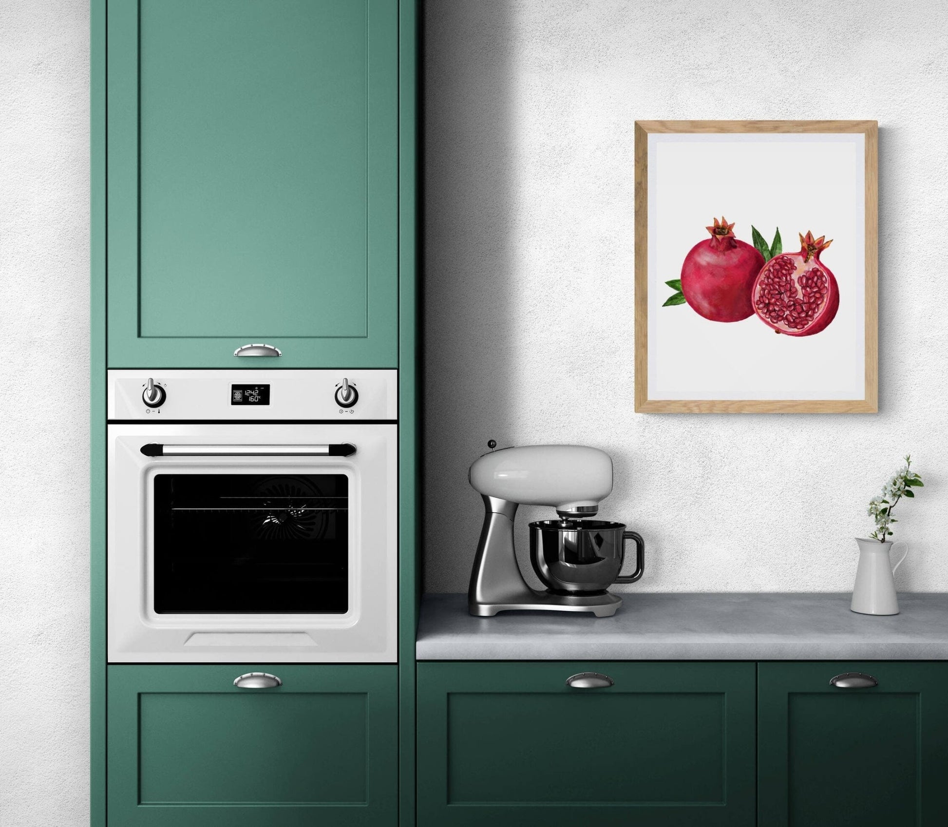 Pomegranate Art Print, Pomegranate Art, Kitchen Wall Hanging, Dining Room Decor, Berry Painting, Fruit Illustration, Farmhouse Wall Decor - MerikaArt