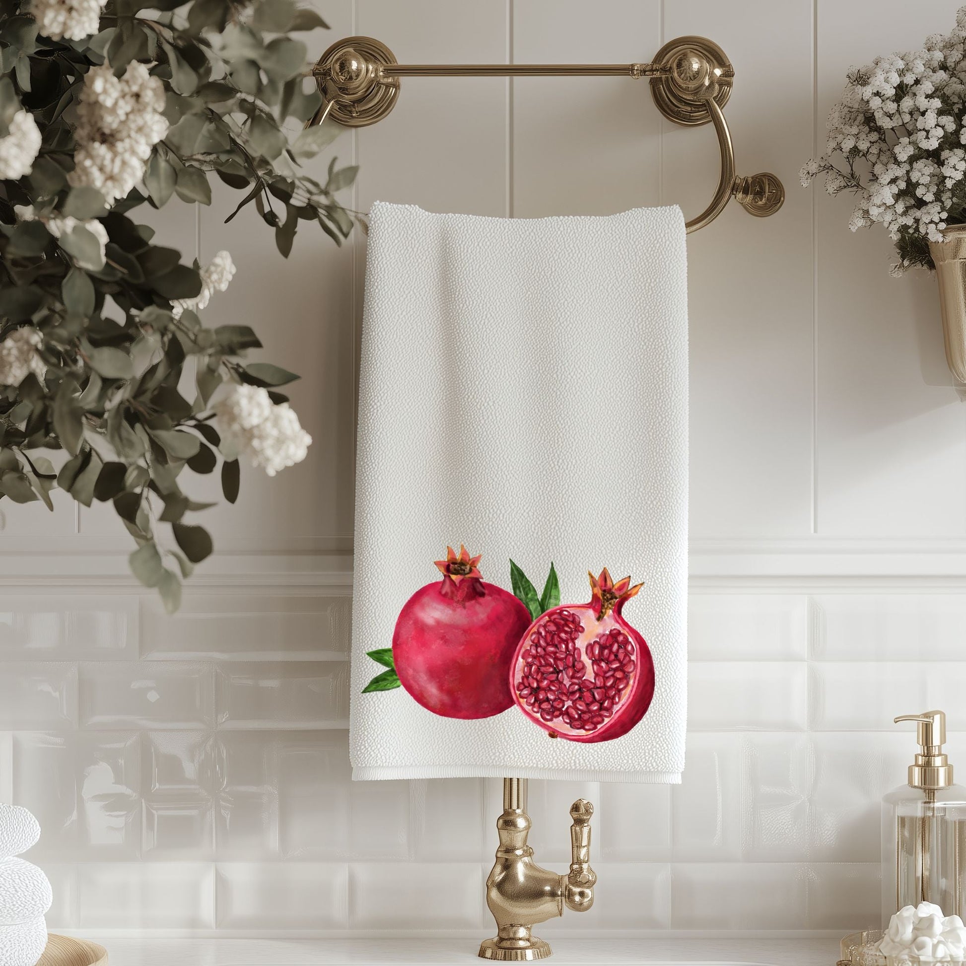 Pomegranate Fruit Bathroom Towel - MerikaArt