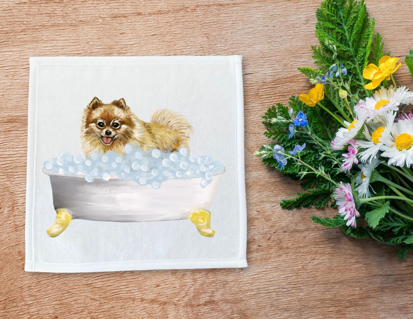 Pomeranian Bath Washcloth - MerikaArt