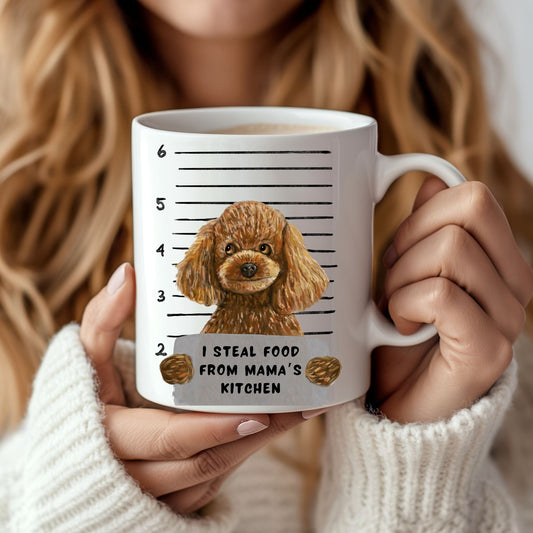 Poodle Dog Mugshot Mug - MerikaArt