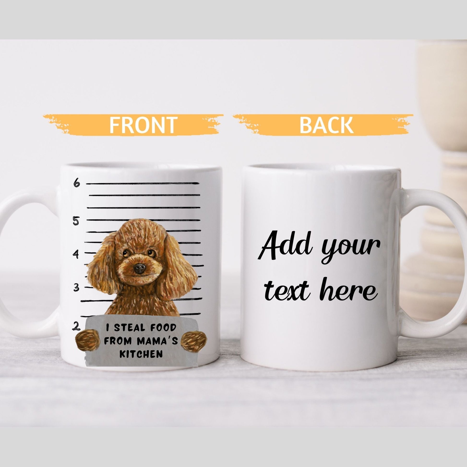 Poodle Dog Mugshot Mug - MerikaArt