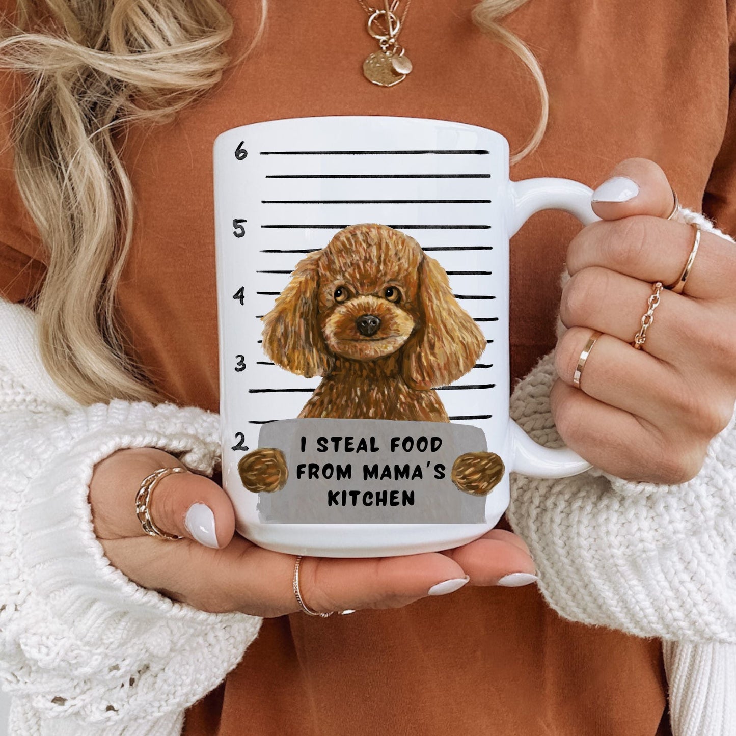 Poodle Dog Mugshot Mug - MerikaArt