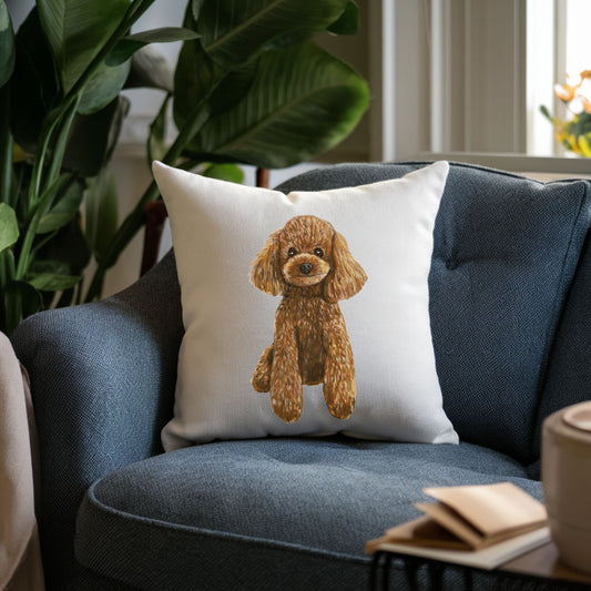 Poodle Pillow Brown Dog Lovers Gift - MerikaArt