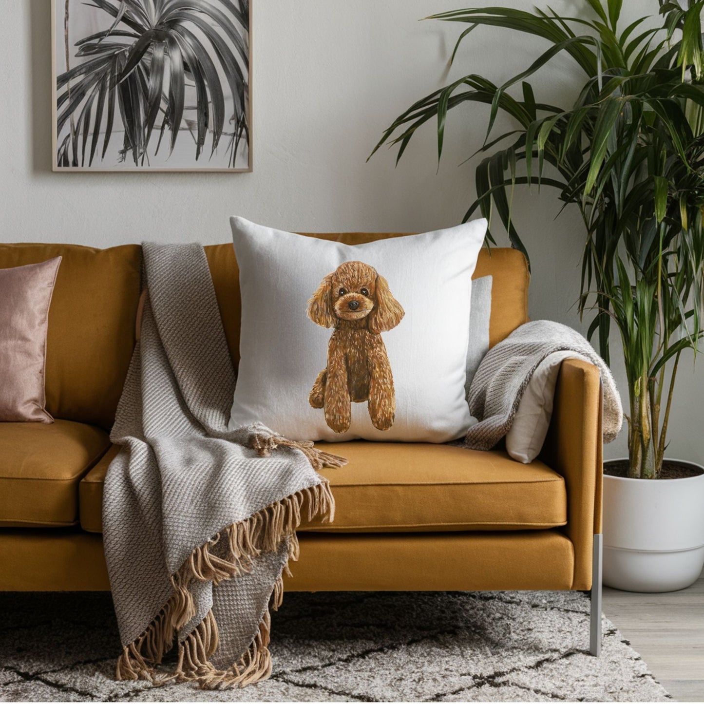 Poodle Pillow Brown Dog Lovers Gift - MerikaArt