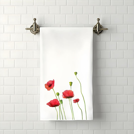 Poppy Flower Bathroom Towel - MerikaArt