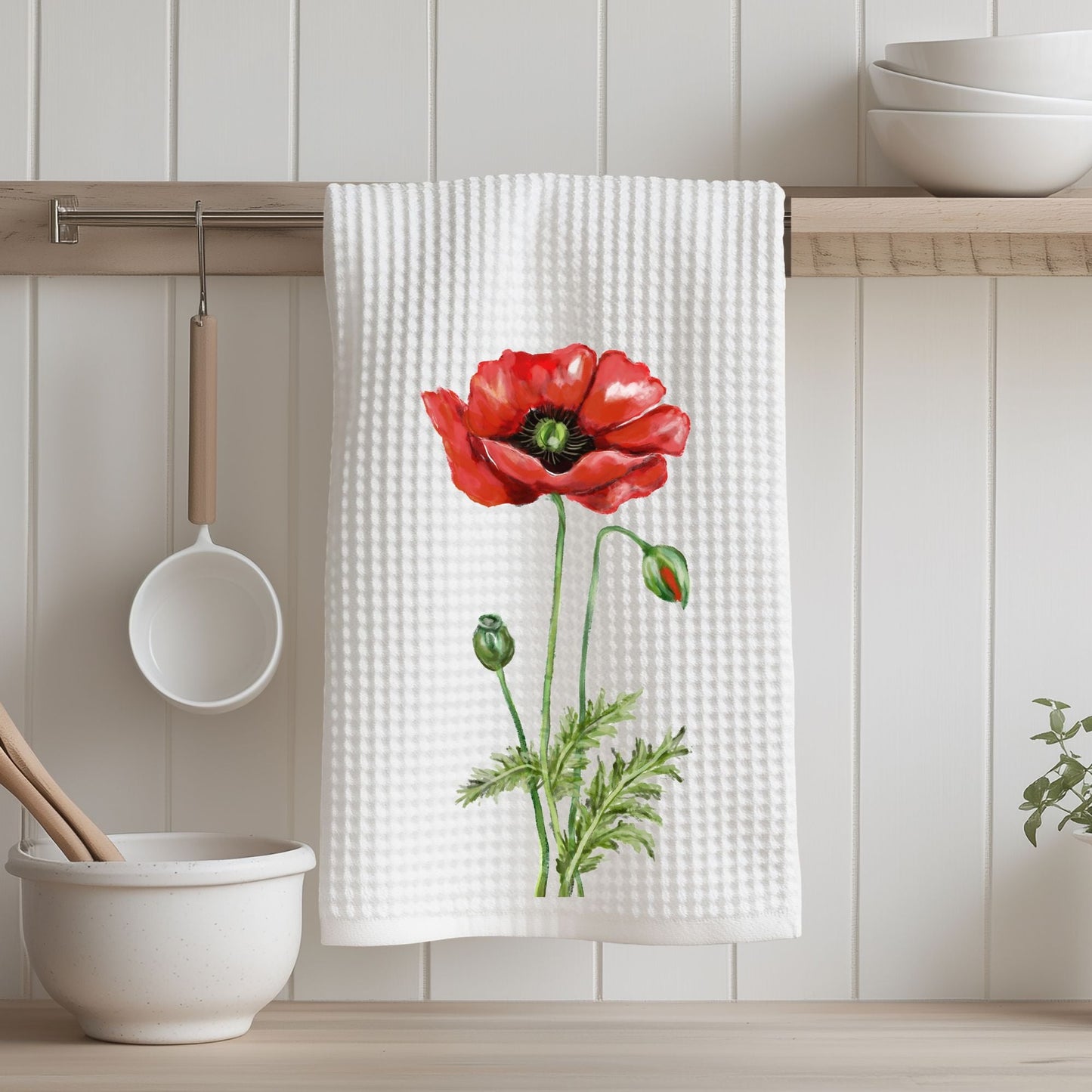 Poppy Flower Kitchen Towel - MerikaArt