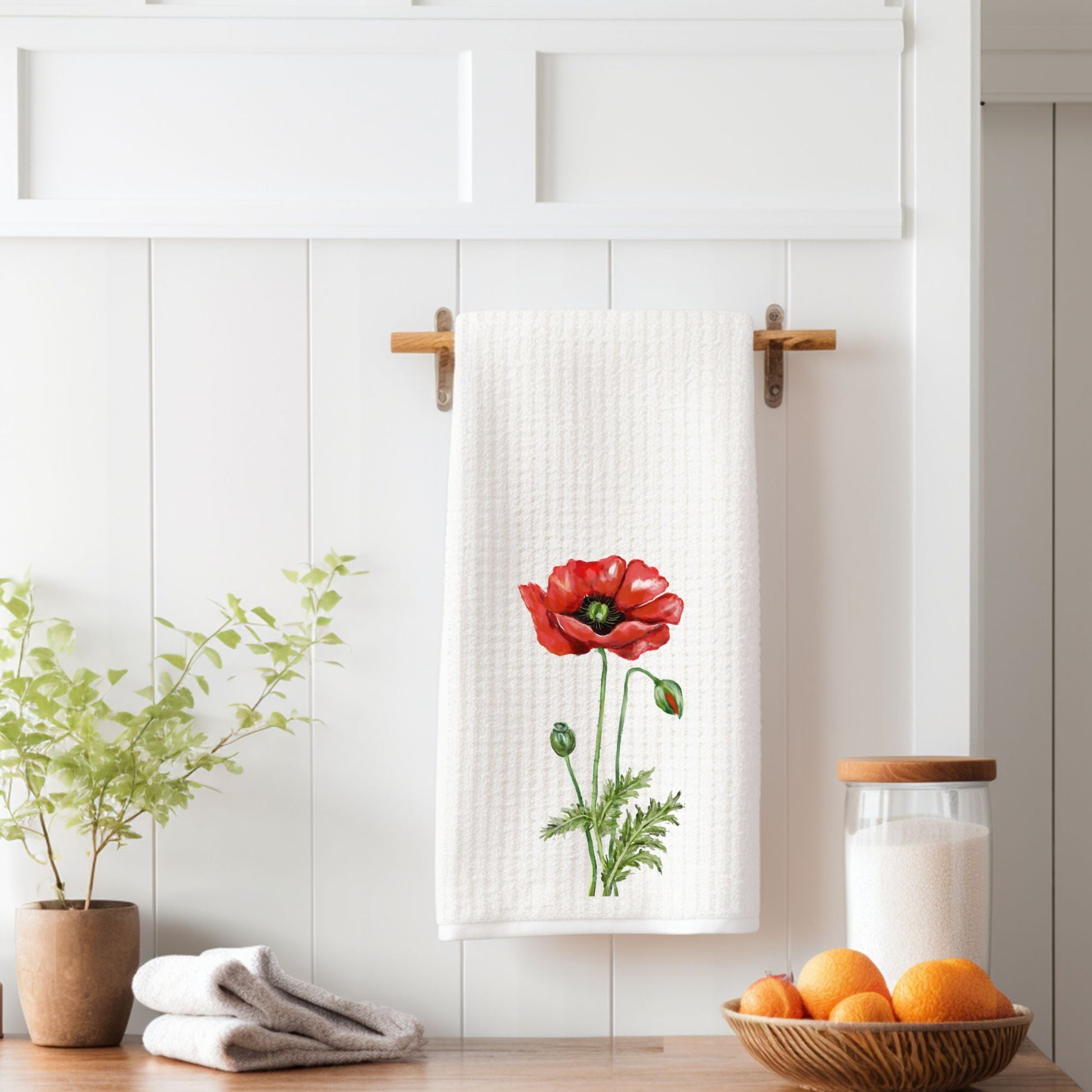 Poppy Flower Kitchen Towel - MerikaArt