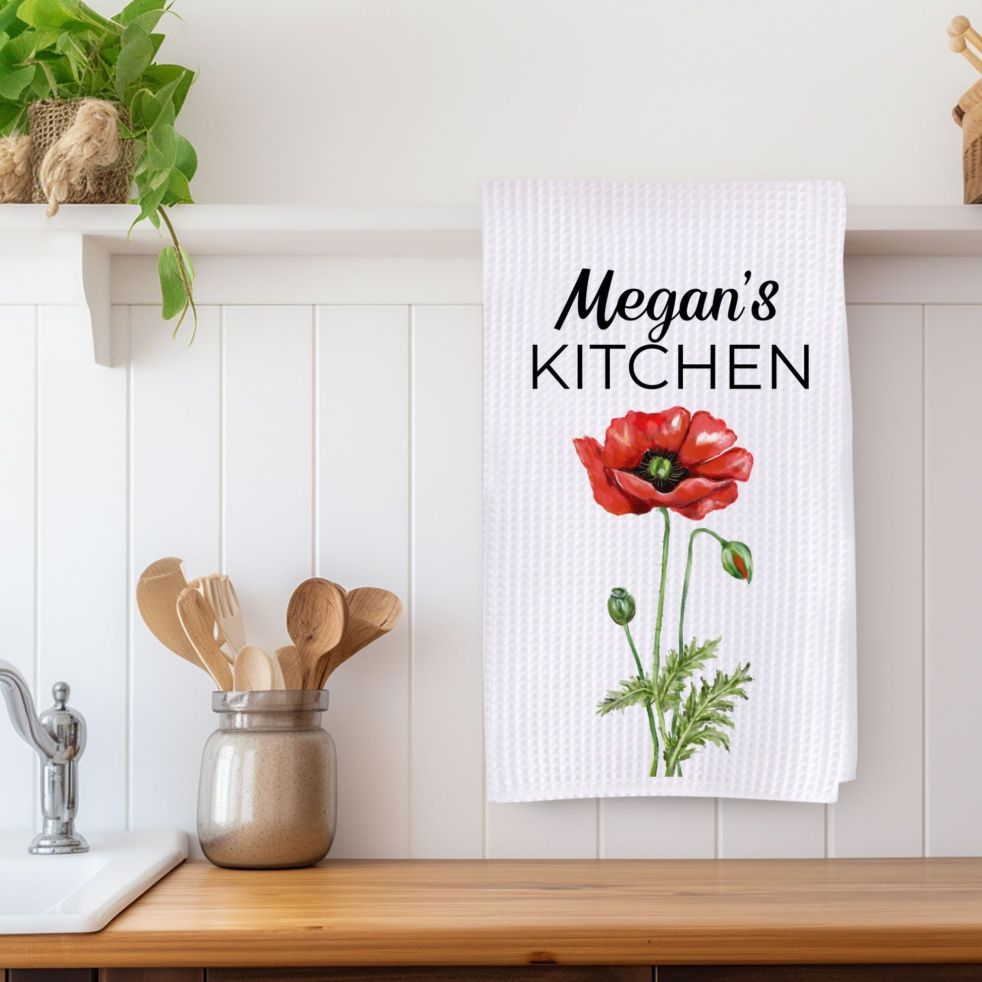 Poppy Flower Kitchen Towel - MerikaArt