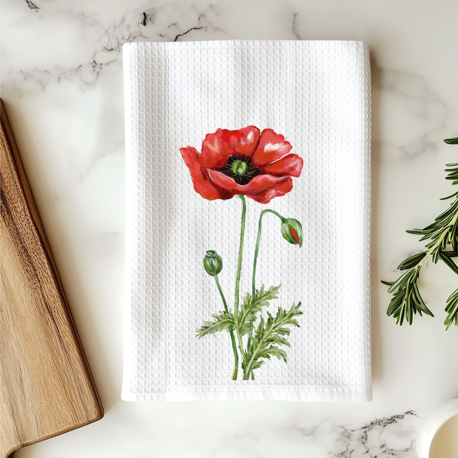 Poppy Flower Kitchen Towel - MerikaArt