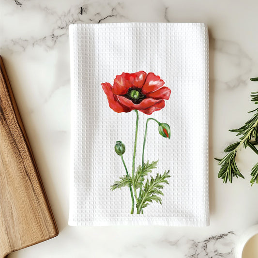 Poppy Flower Kitchen Towel - MerikaArt