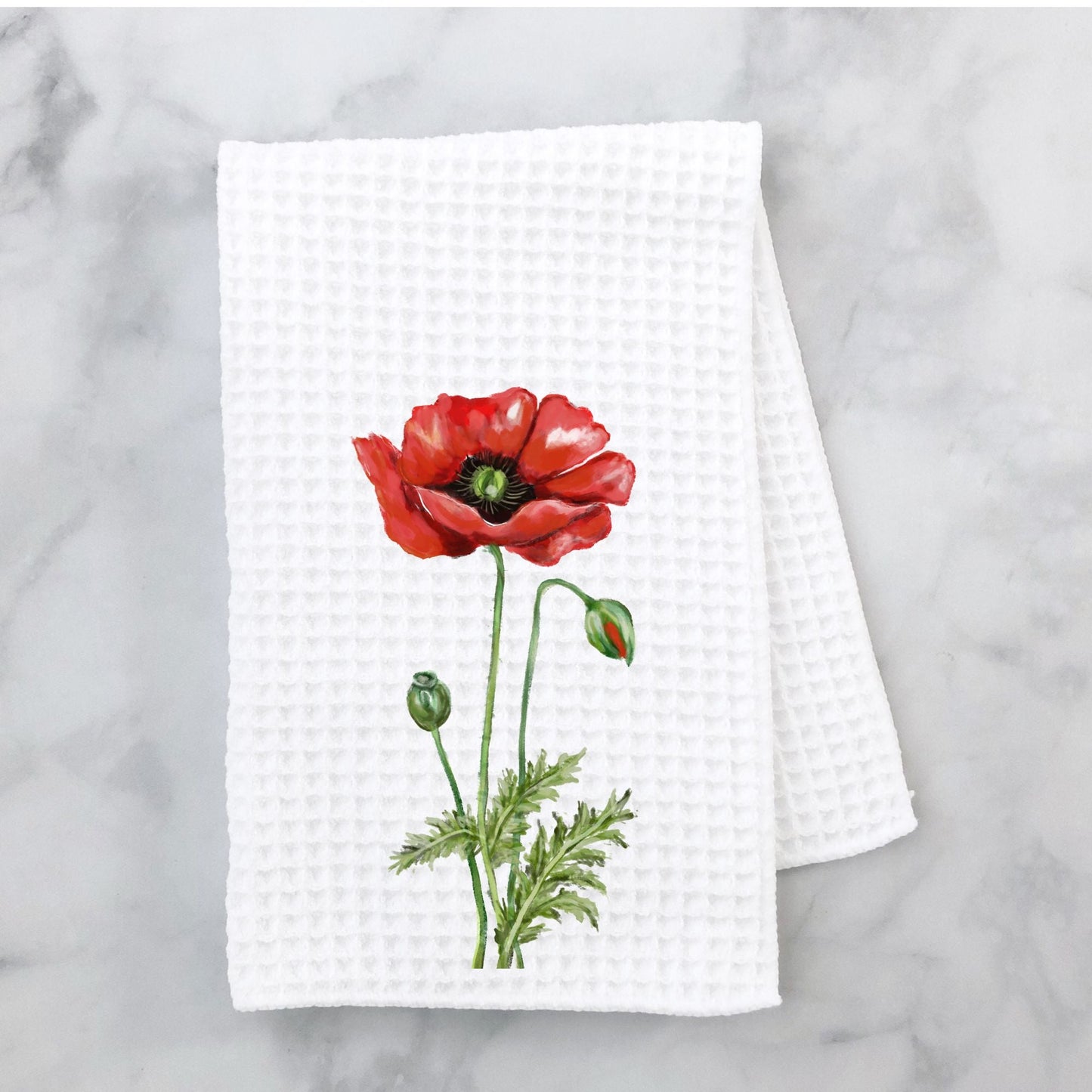 Poppy Flower Kitchen Towel - MerikaArt
