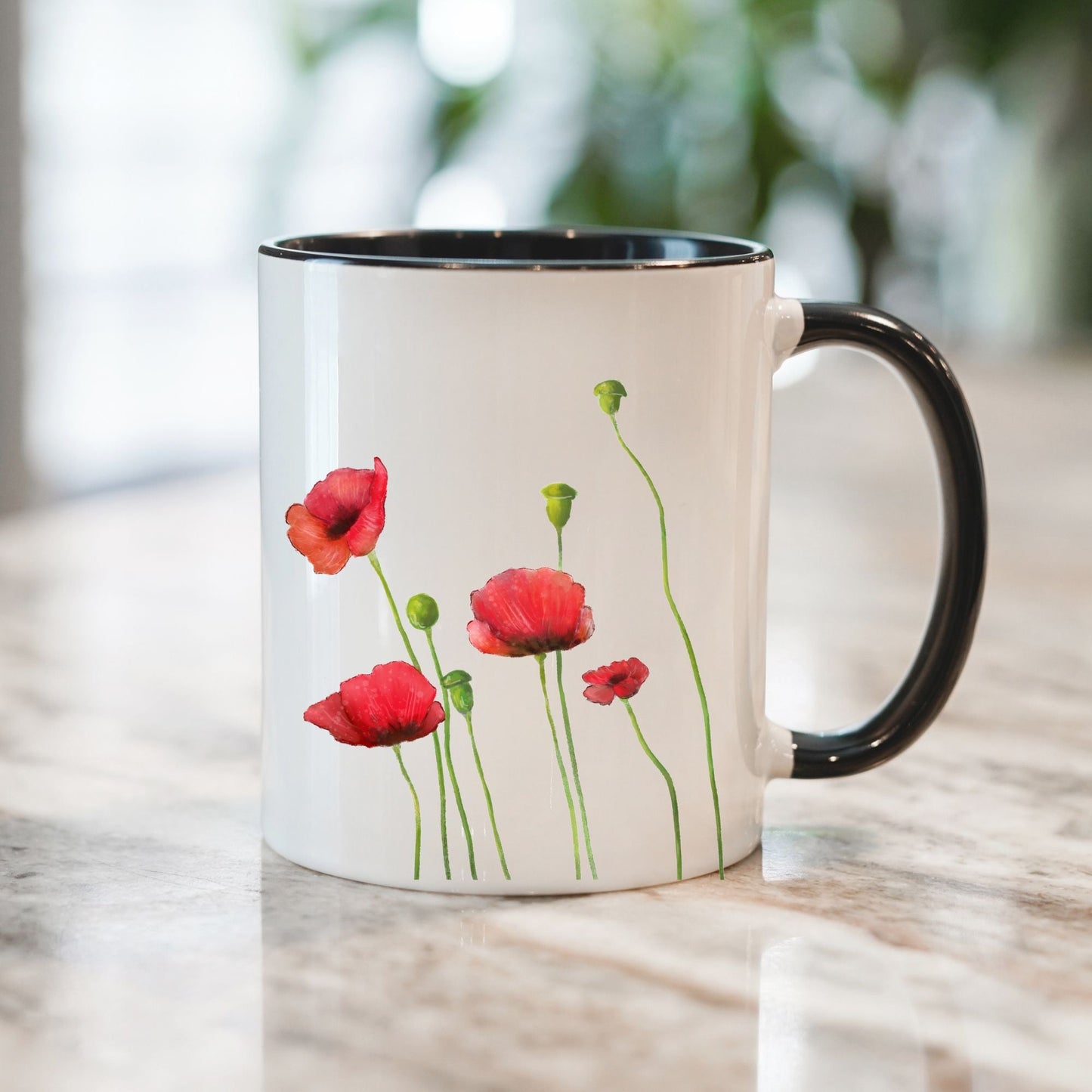 Poppy Flower Mug - MerikaArt