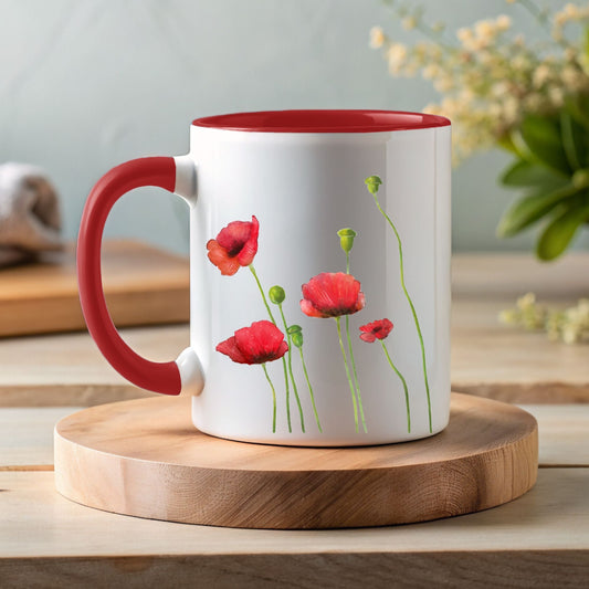 Poppy Flower Mug - MerikaArt