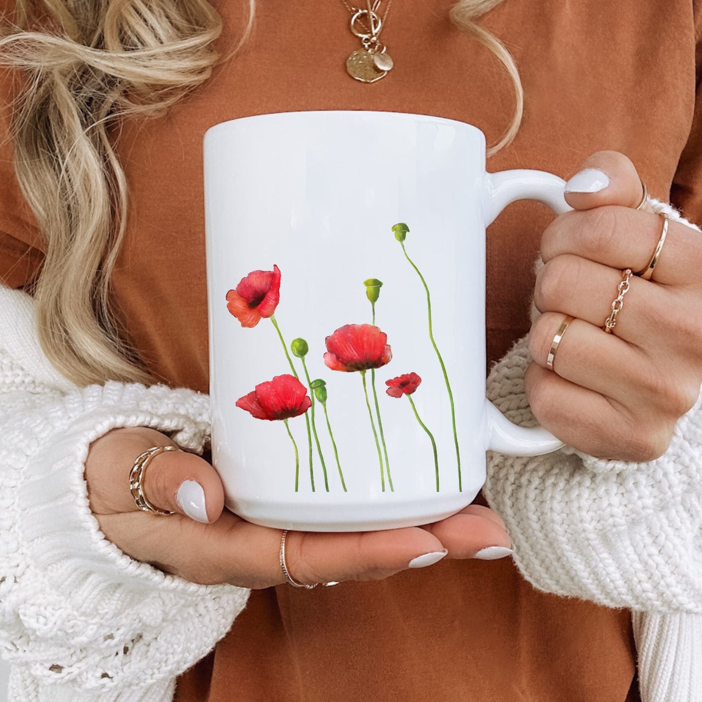 Poppy Flower Mug - MerikaArt