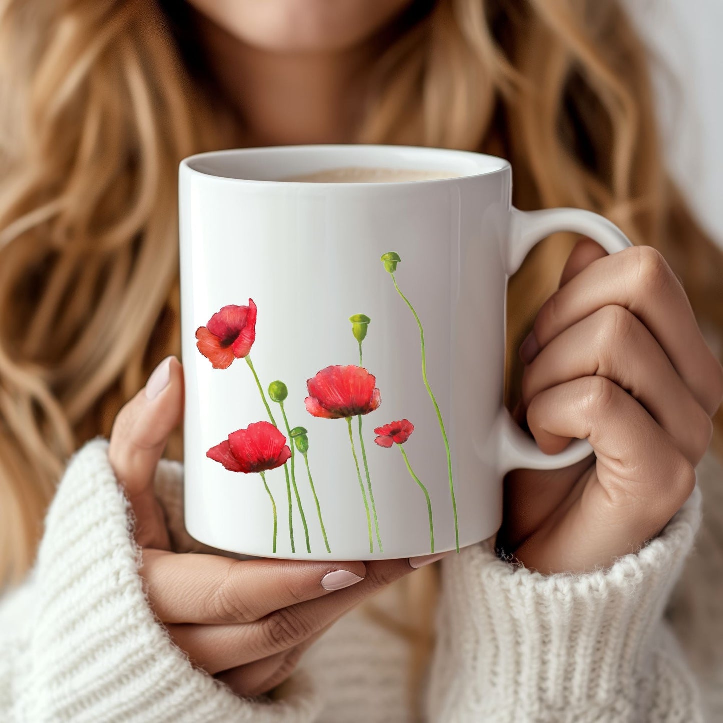 Poppy Flower Mug - MerikaArt