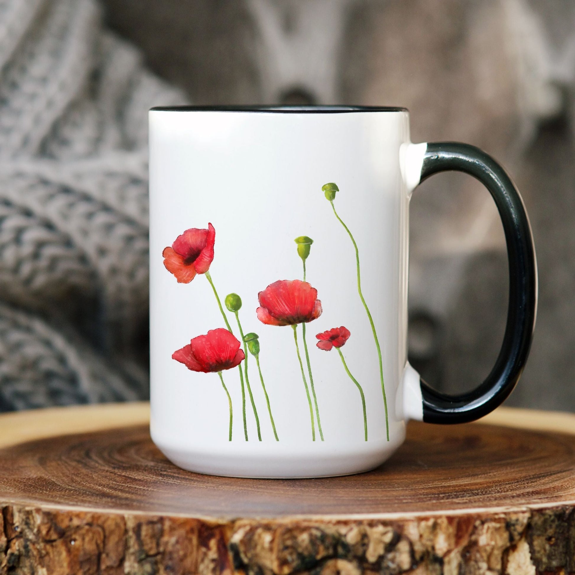 Poppy Flower Mug - MerikaArt