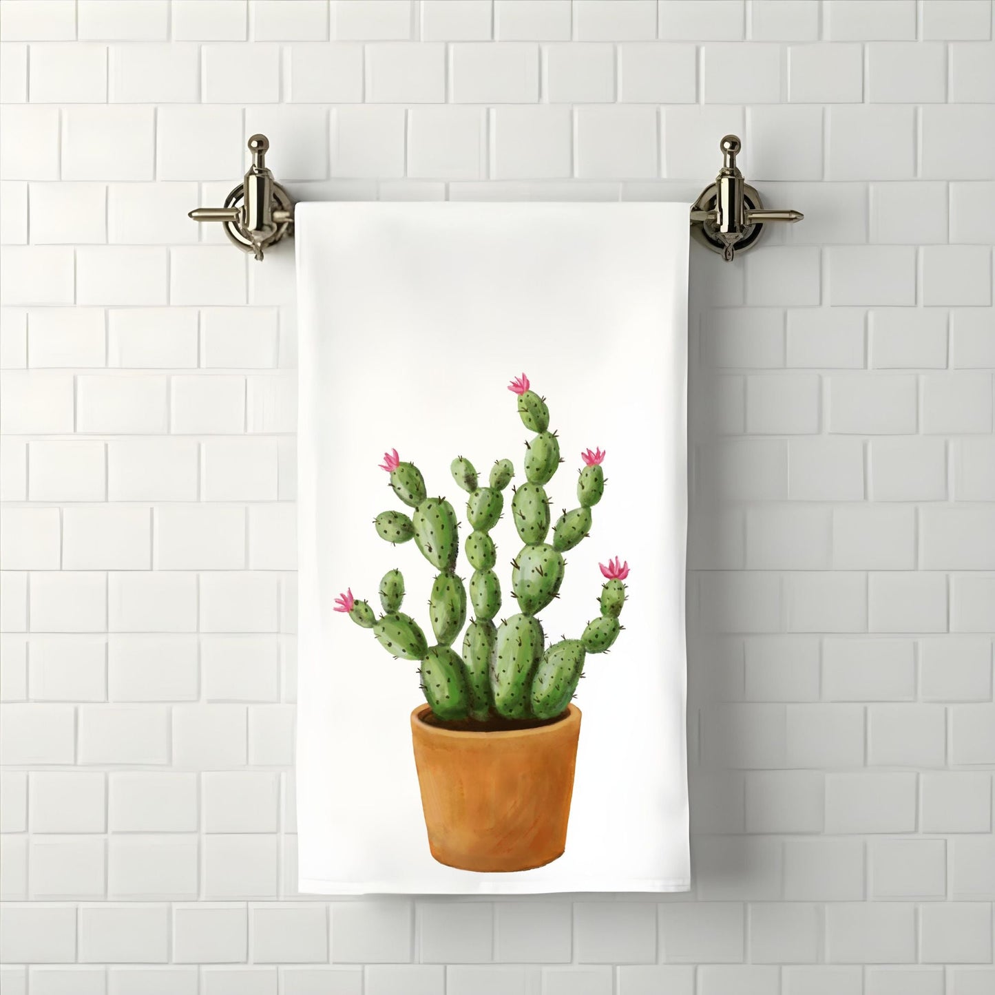 Potted Cactus Bathroom Towel - MerikaArt