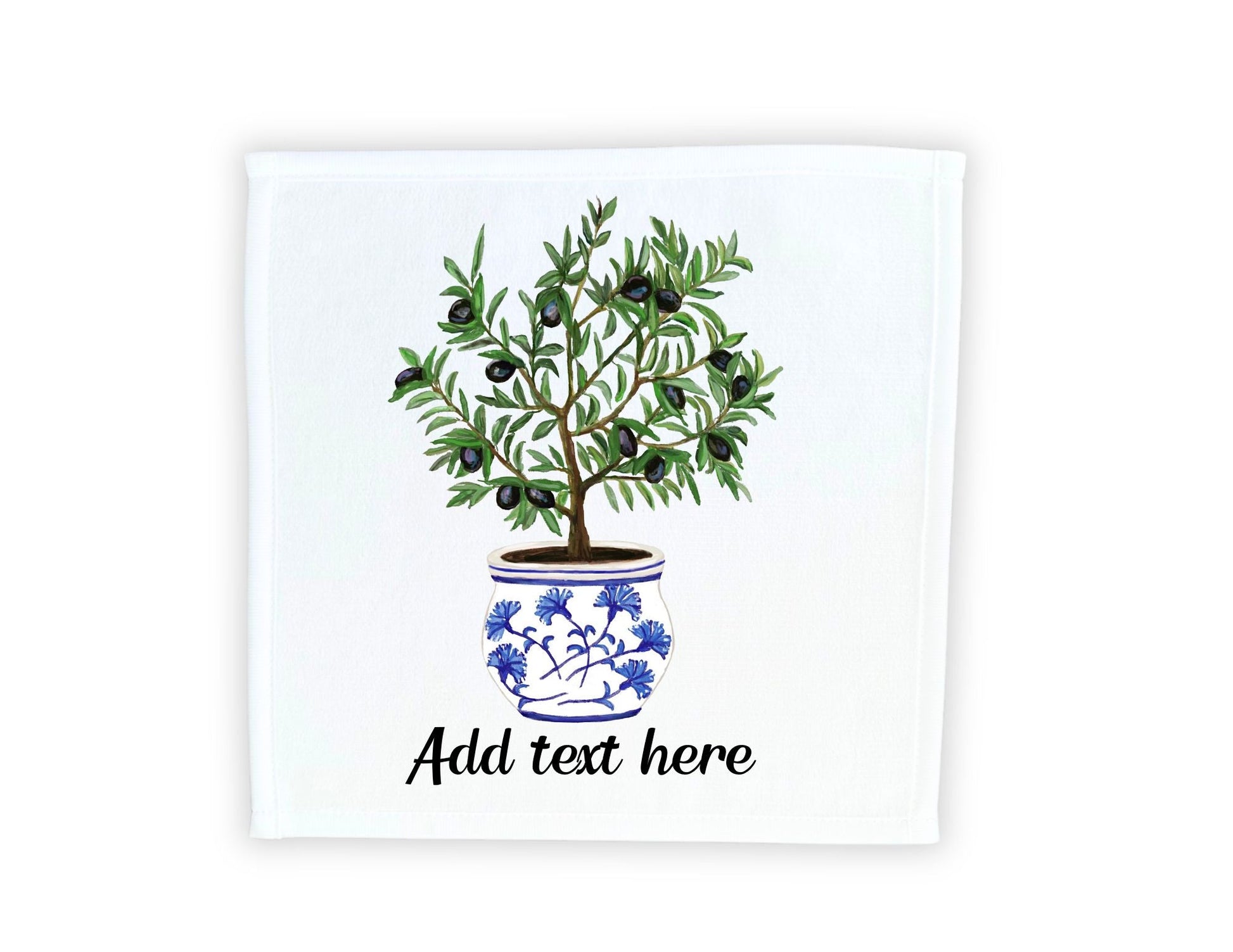 Potted Olive Tree Washcloth - MerikaArt