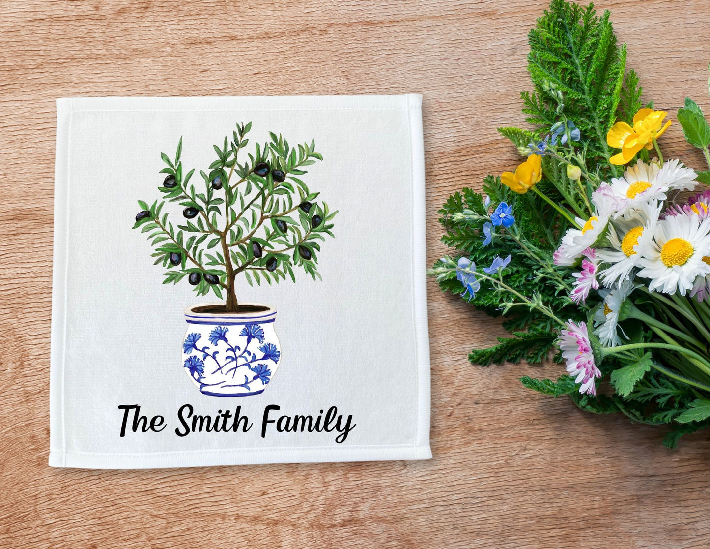 Potted Olive Tree Washcloth - MerikaArt