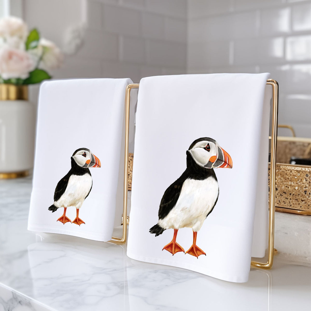 Puffin Bathroom Towel - MerikaArt