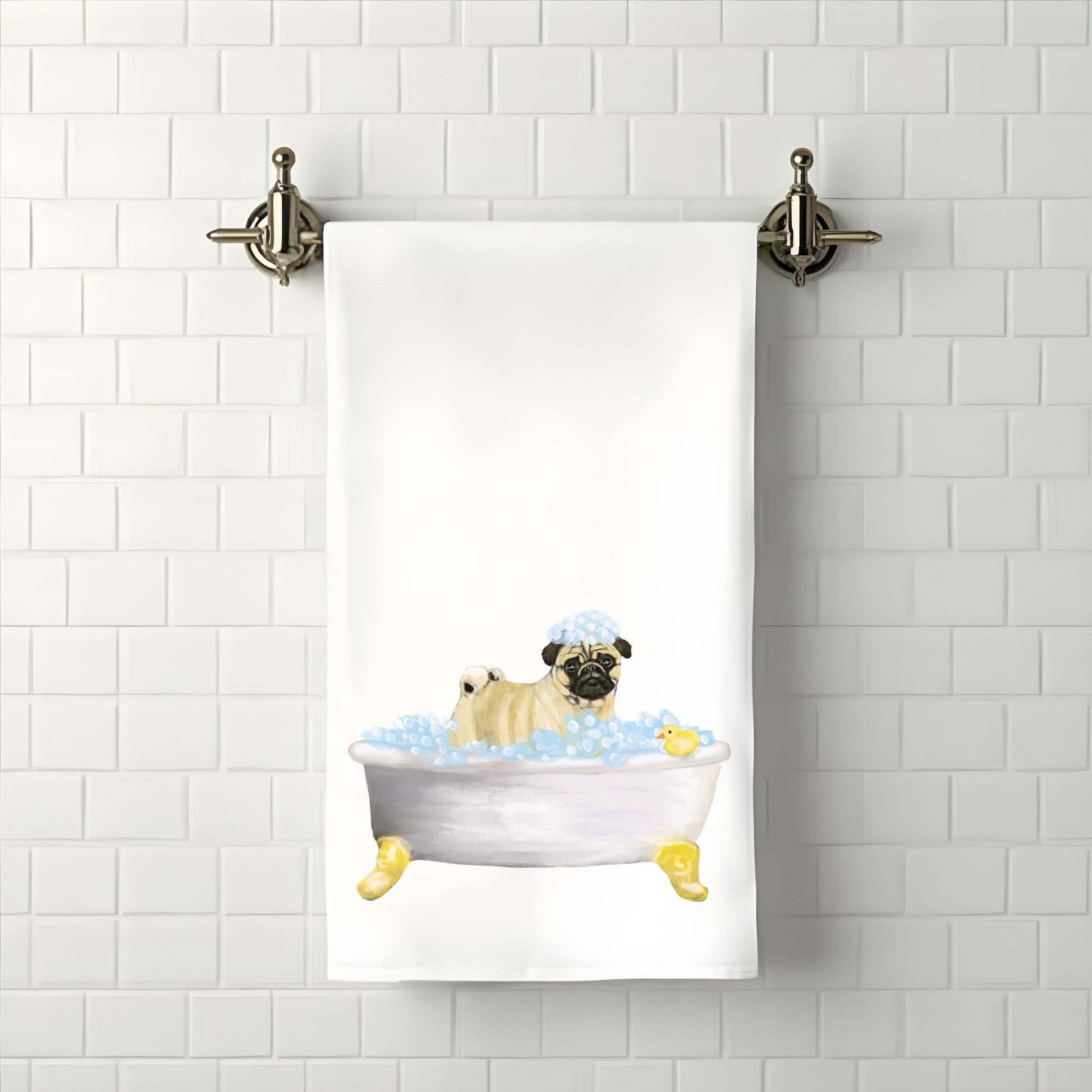 Pug Bubble Bath Towel - MerikaArt