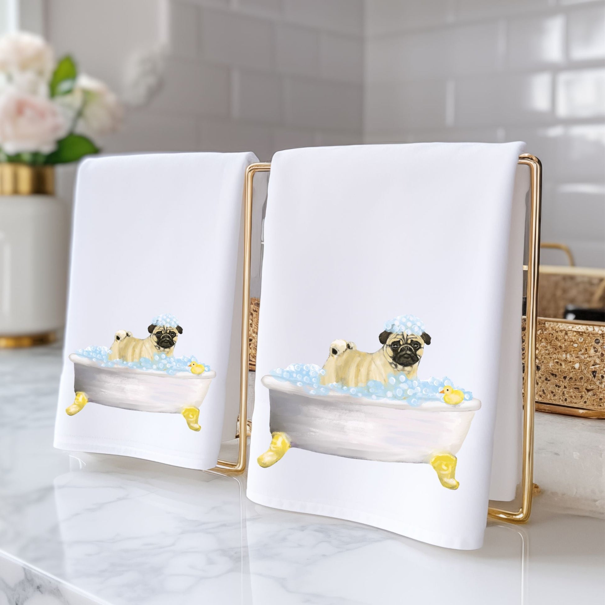 Pug Bubble Bath Towel - MerikaArt