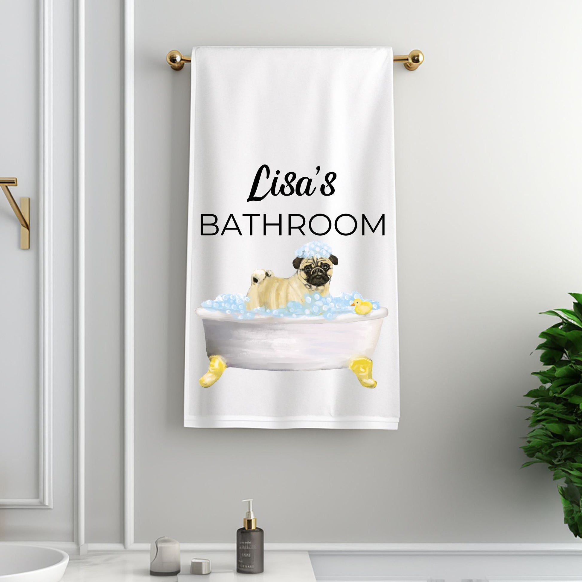 Pug Bubble Bath Towel - MerikaArt