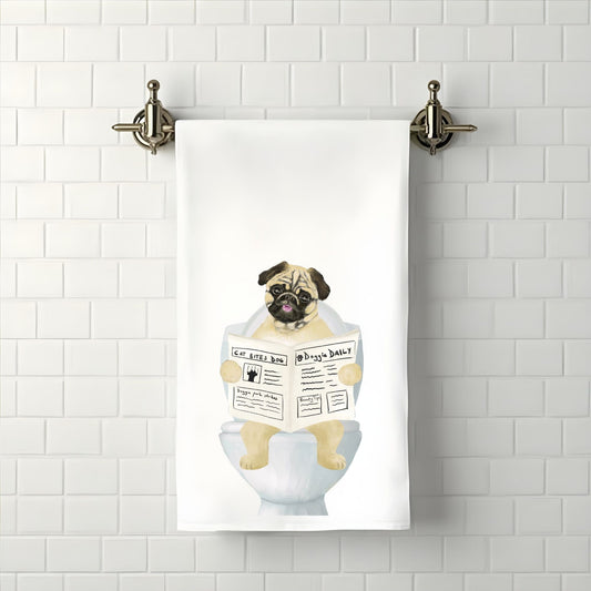 Pug Dog Bathroom Towel - MerikaArt