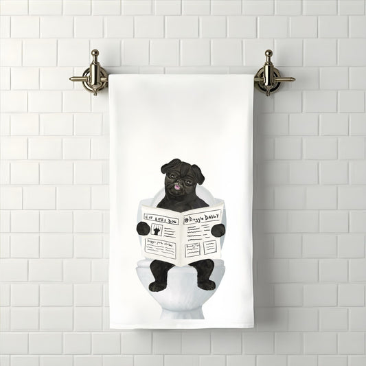 Pug Dog Bathroom Towel - MerikaArt