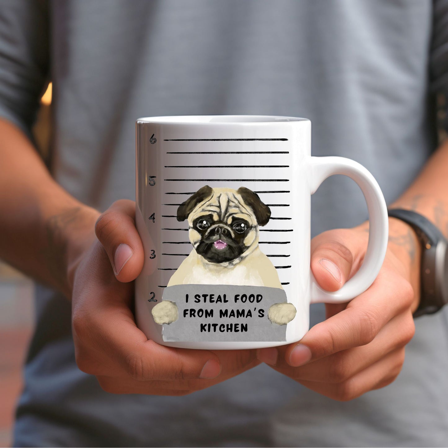 Pug Dog Mugshot Mug - MerikaArt