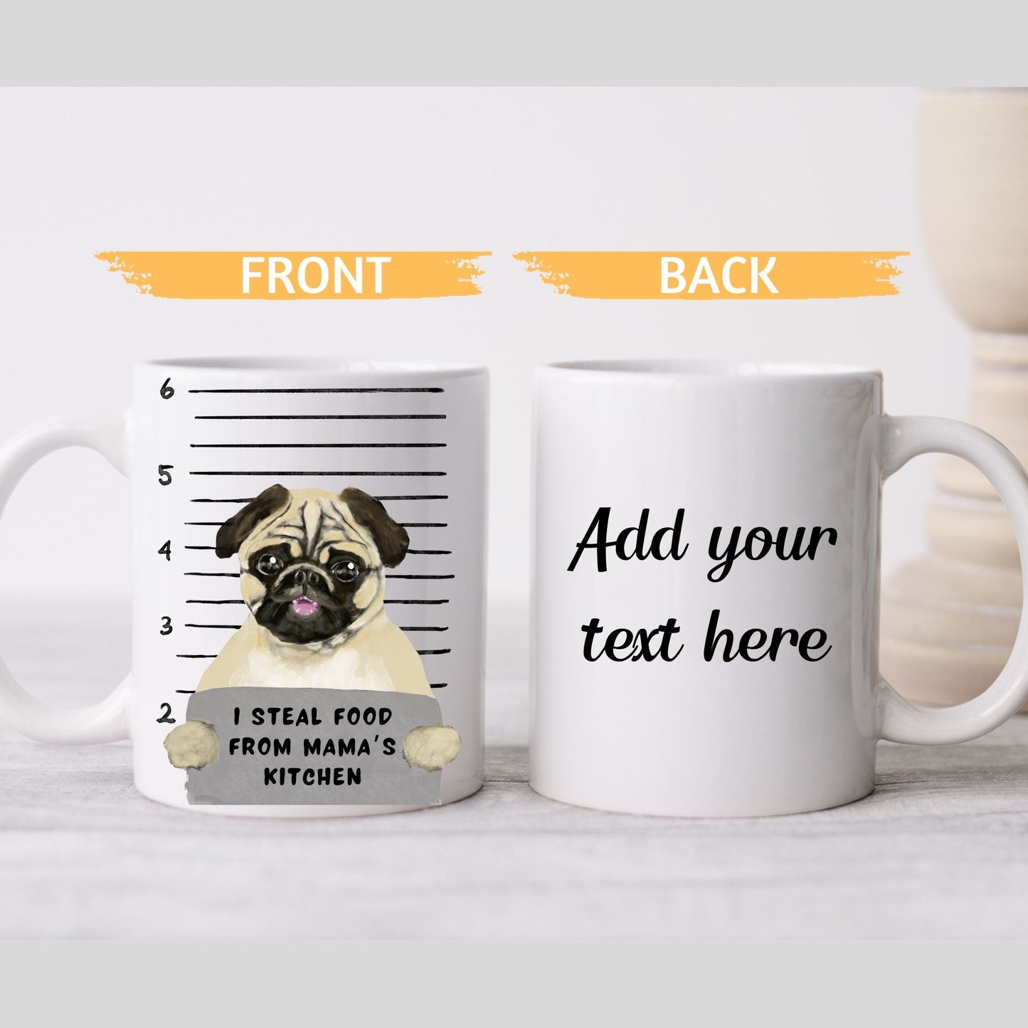 Pug Dog Mugshot Mug - MerikaArt