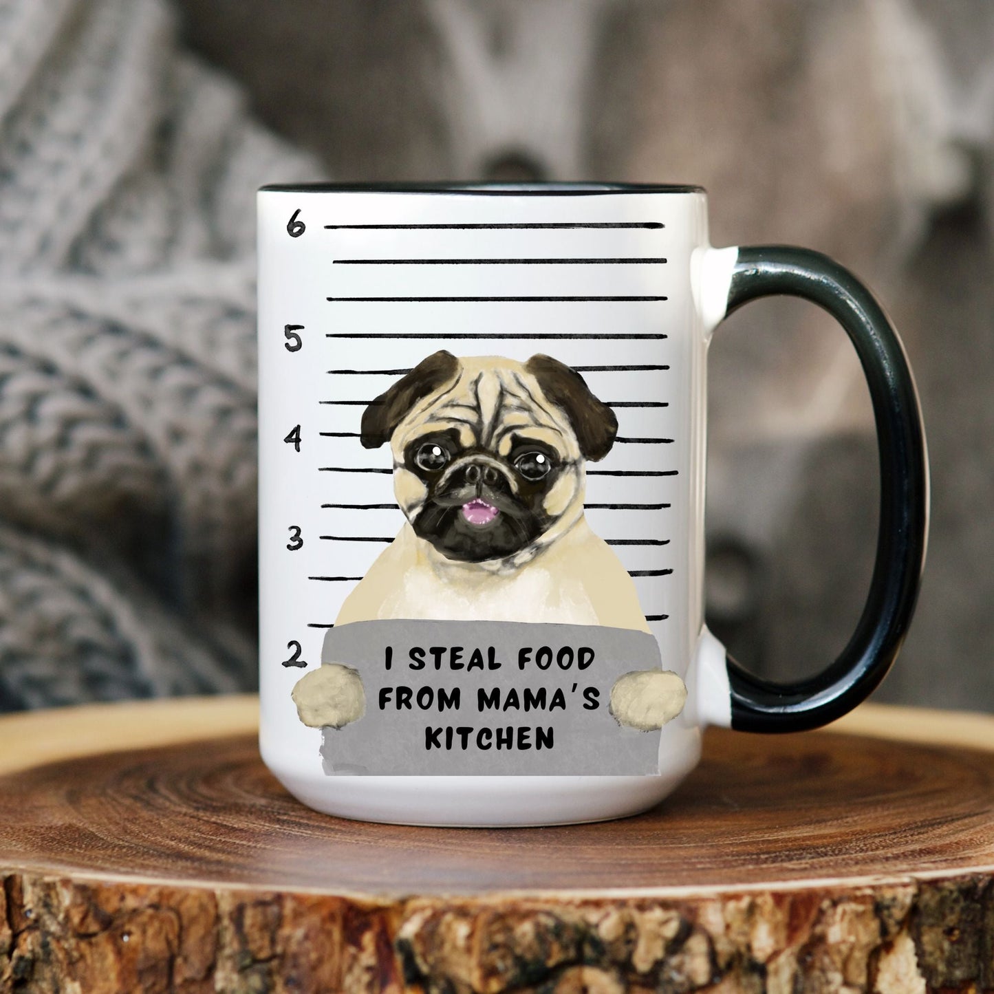Pug Dog Mugshot Mug - MerikaArt