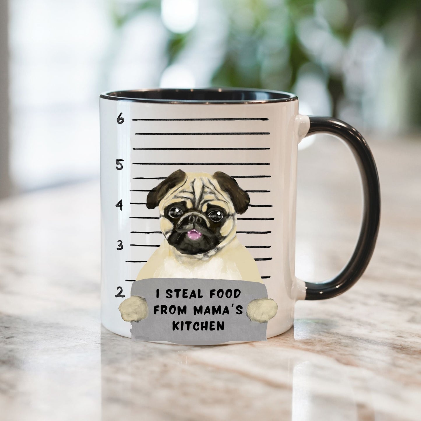 Pug Dog Mugshot Mug - MerikaArt