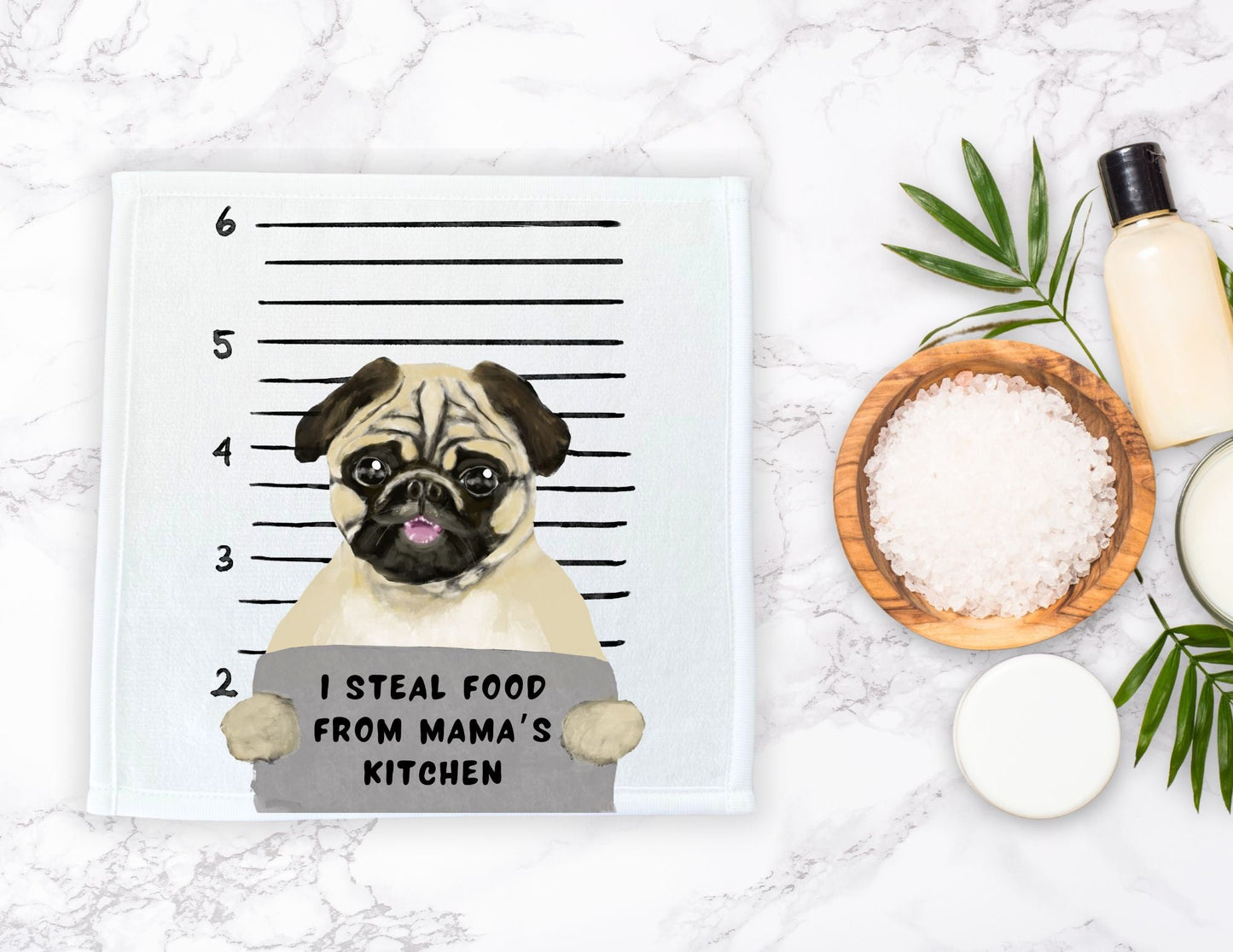 Pug Dog Washcloth - MerikaArt